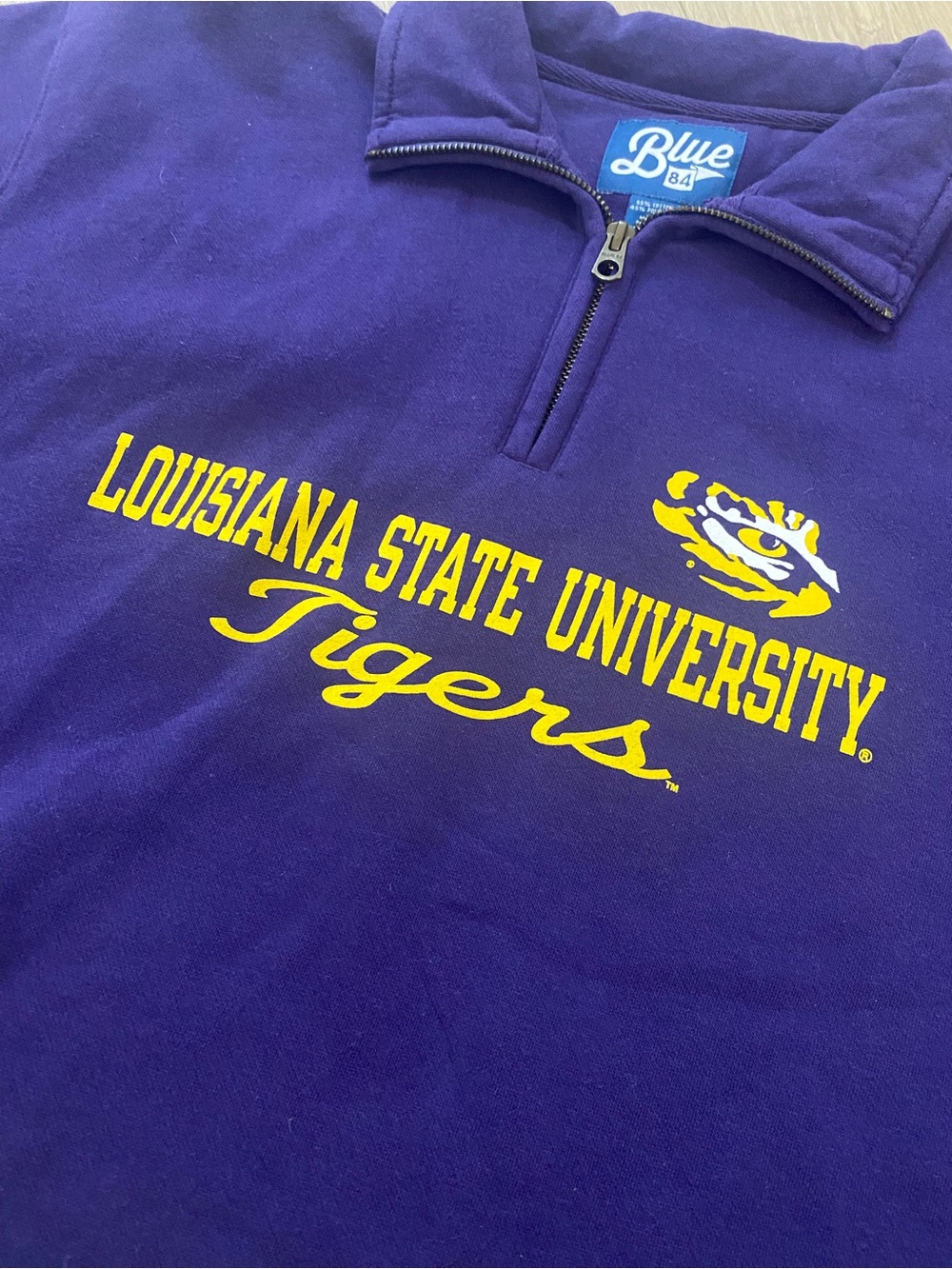 Louisiana State University Tigers Cropped Purple Pullover Quarter-Zip